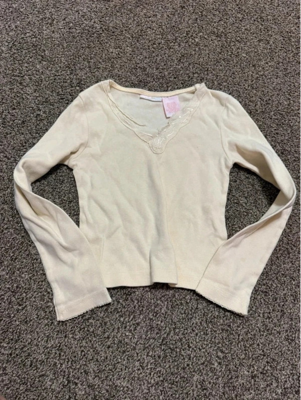 Vintage Y2K Mary-Kate and Ashley Girls Cream Embroidered Long Sleeve Top M 7/8